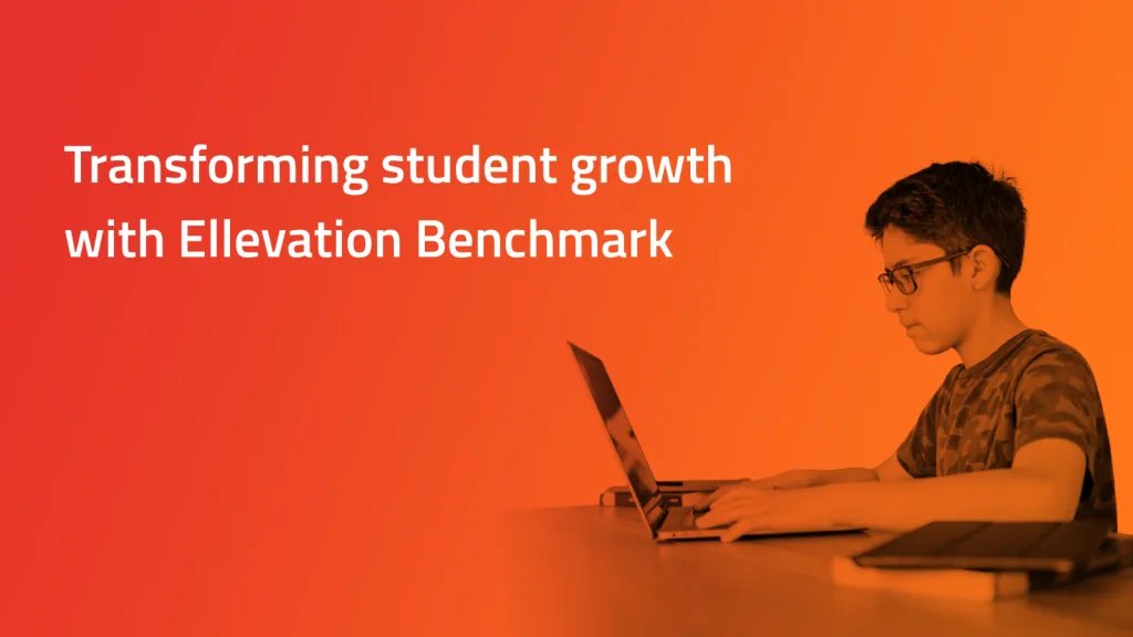 A student takes a benchmark assessment on a laptop