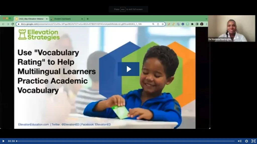 Use "Vocabulary Rating" to Help Multilingual Learners Practice Academic Vocabulary