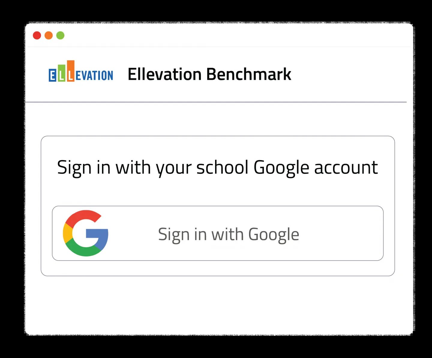 A screen showing you can log into Ellevation with Google